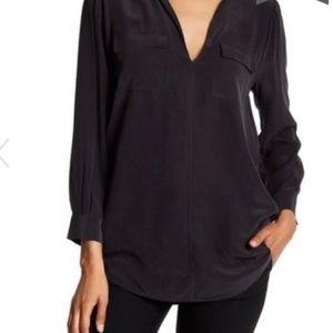 Joie Marlo Black Silk Long Sleeve Shirt Size Small